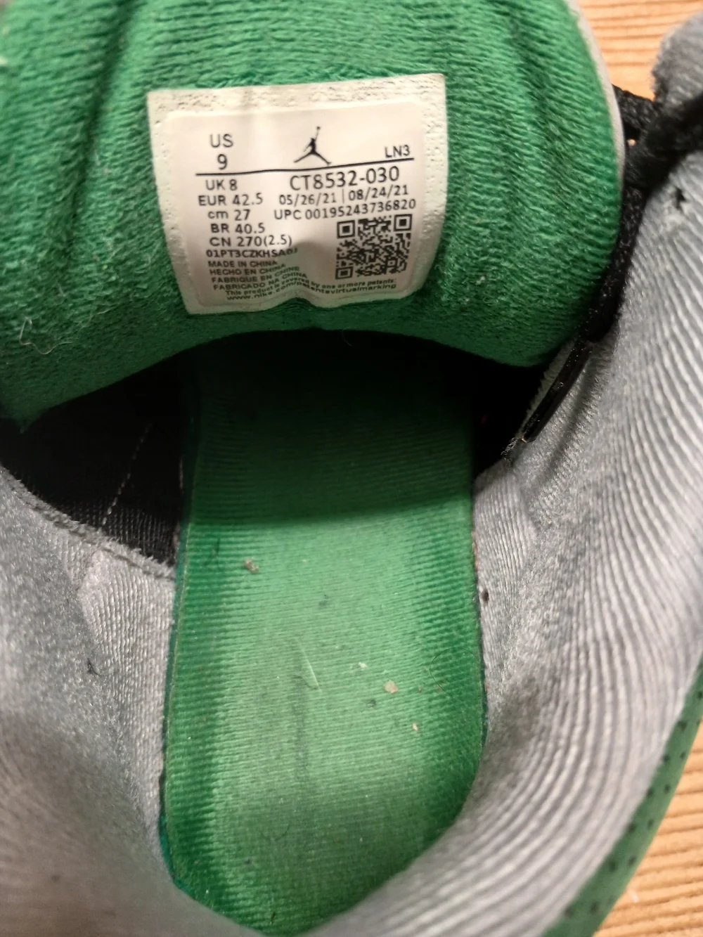 Air Jordan 3 Retro Athletic Sneakers in Black and Green Accent